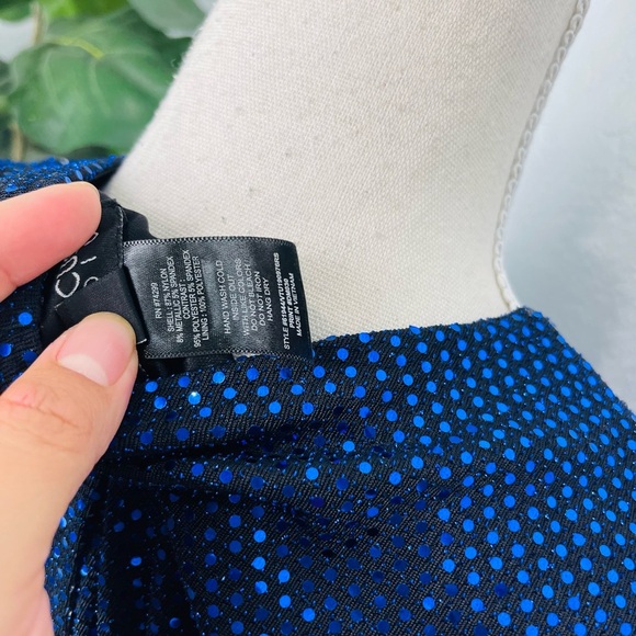 Enfocus Studio Blue Sequins Cocktail Mini Glitter Dress - Picture 5 of 6